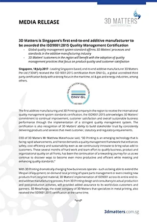 3D Matters is Singapore