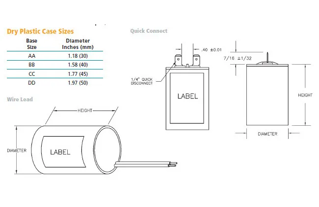 Dry Unprotected Plastic Case Capacitors