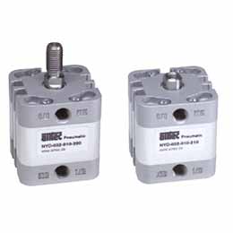 Compact double acting pneumatic cylinder