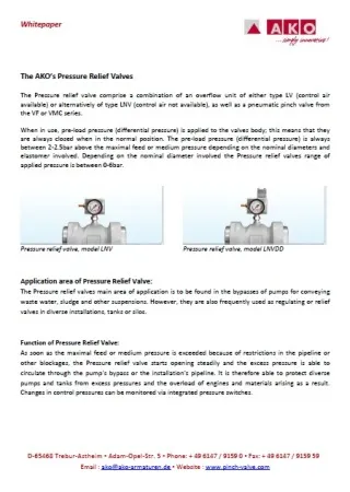 The AKOs Pressure Relief Valves