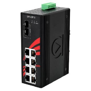 Industrial Gigabit 10-Port PoE+ Unmanaged Switch with 10G SFP+ Slots (24-55VDC)