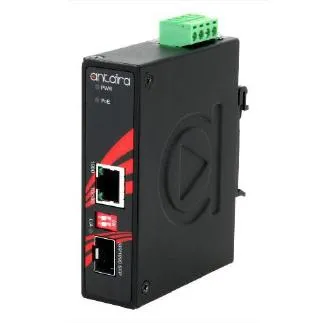 Industrial Compact Gigabit Media Converter with SFP Slot and PoE Injector