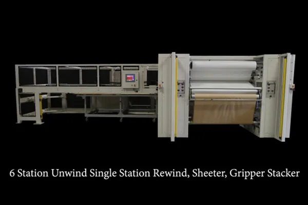 6 STATION UNWIND SINGLE STATION REWIND SHEETER GRIPPER STACKER