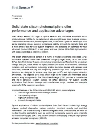 Solid-state silicon photomultipliers offer performance and application advantages