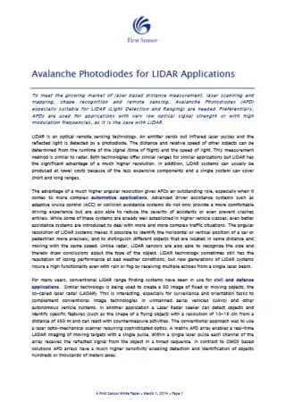 Avalanche Photodiodes for LIDAR Applications