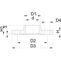 Fixed flange PP-H metric