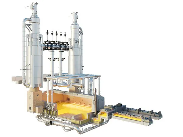 Recuperative end fired furnaces
