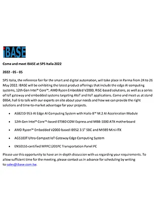 Come and meet IBASE at SPS Italia 2022