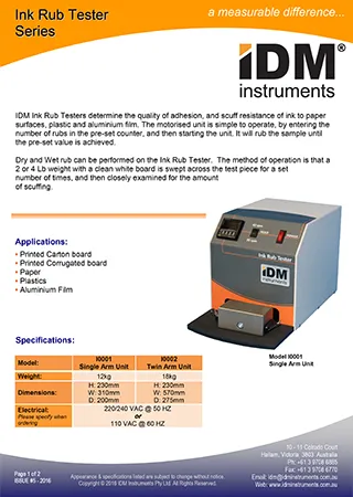 I0001 i0002 ink rub tester series