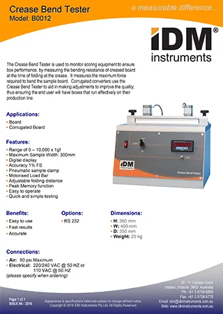 B0012 crease bend tester