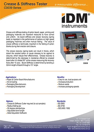 C0039 series crease stiffness testers