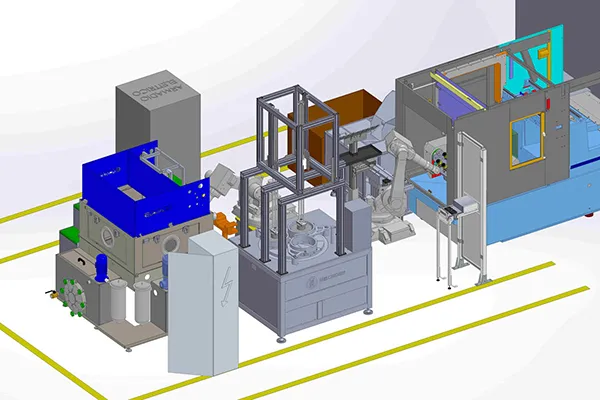 Handling island with vibrating system
