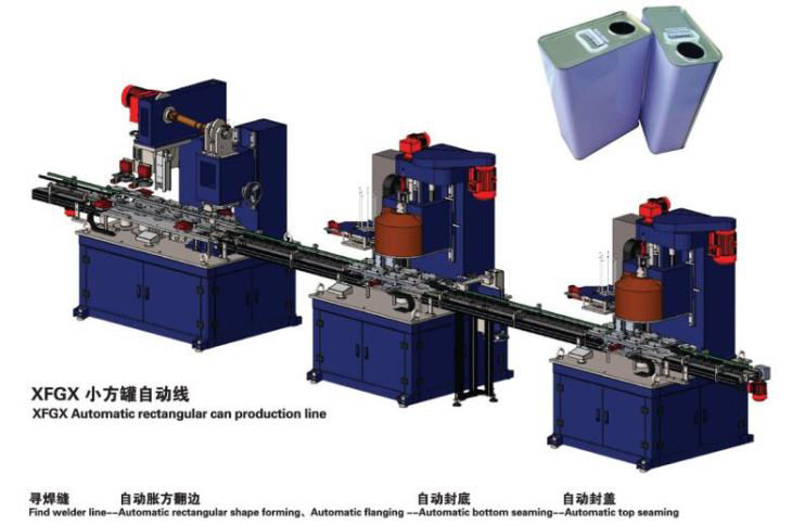 Automatic Metal Lubricant Grease Rectangle Tin Can Making Machine