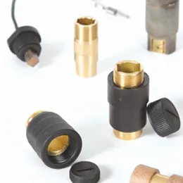 Tubular brush holders and threaded caps