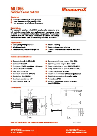 MLD66 Compact 3 Axis Load Cell
