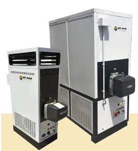 Hot air industrial heating with diesel or gas operation from 26 to 500 kW