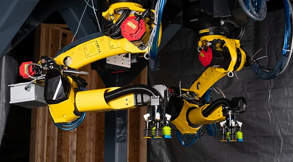 Dual robot each picking from totes