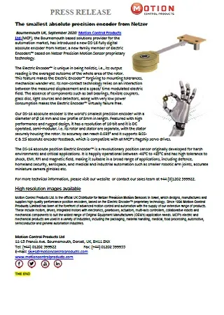 The smallest absolute precision encoder from Netzer