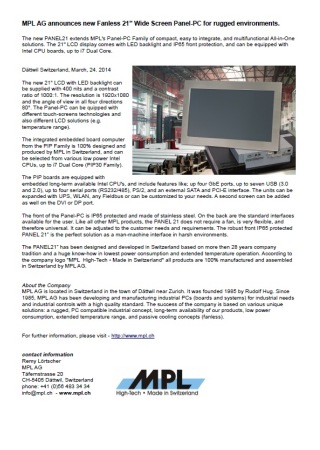 MPL AG announces new Fanless 21