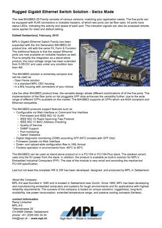 Rugged Gigabit Ethernet Switch Solution - Swiss Made