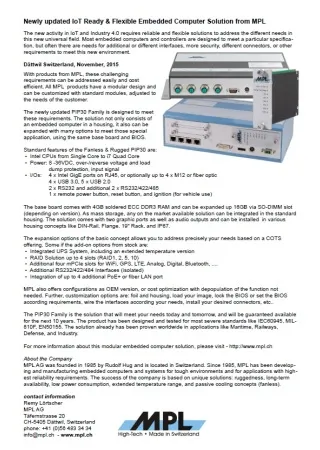 Newly updated IoT Ready & Flexible Embedded Computer Solution from MPL