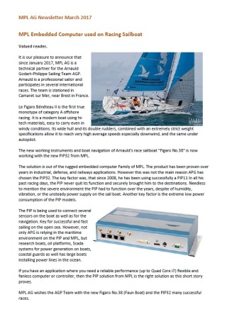 MPL Embedded Computer used on Racing Sailboat