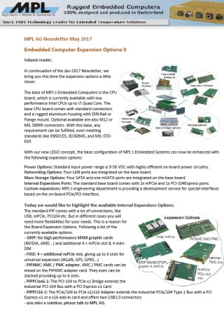 Embedded Computer Expansion Options II