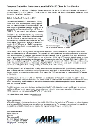 Compact Embedded Computer now with EN50155 Class Tx Certification