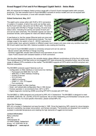 Boxed Rugged 5-Port and 8-Port Managed Gigabit Switch - Swiss Made