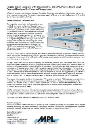 Rugged Vision Computer with Integrated PoE and UPS, Powered by i7 Quad Core and Designed for Extended Temperature