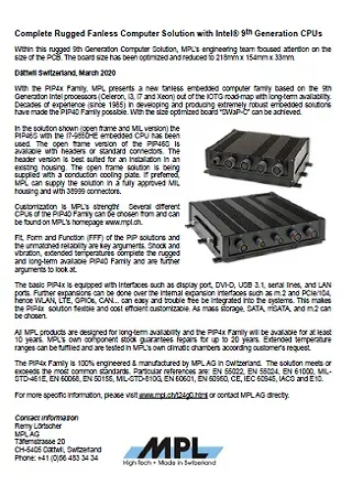 Complete Rugged Fanless Computer Solution with Intel® 9th Generation CPUs