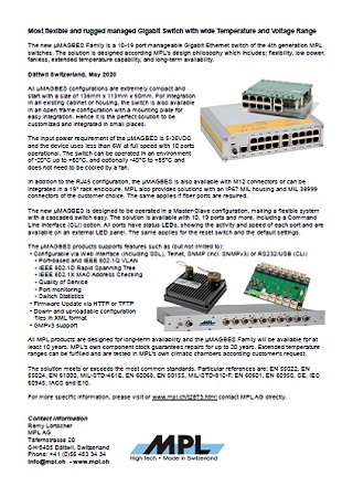 Most flexible and rugged managed Gigabit Switch with wide Temperature and Voltage Range