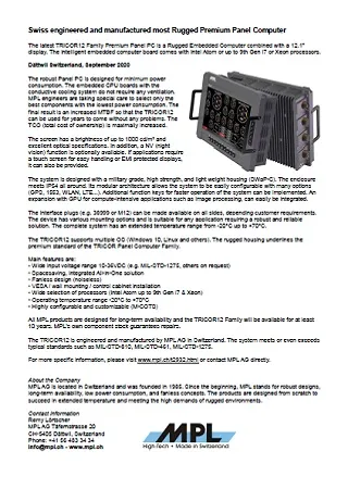 Swiss engineered and manufactured most Rugged Premium Panel Computer