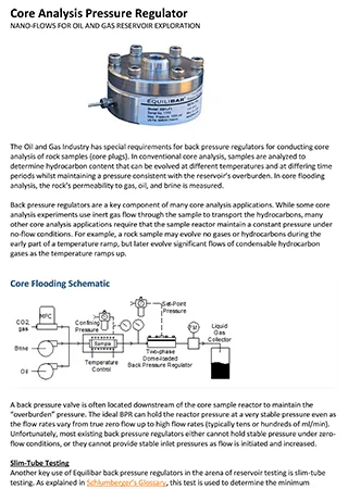 Core Analysis Pressure Regulator