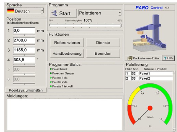 Palletizing robot control PARO Control