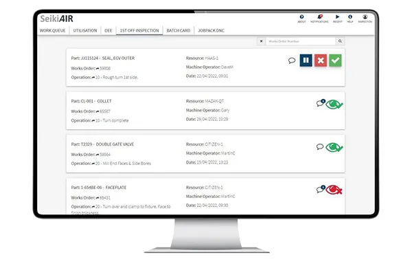 First Off Inspection Tracking