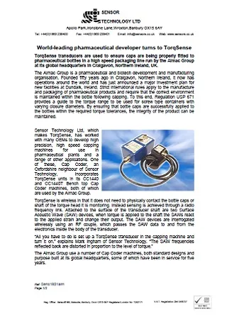 World-leading pharmaceutical developer turns to TorqSense