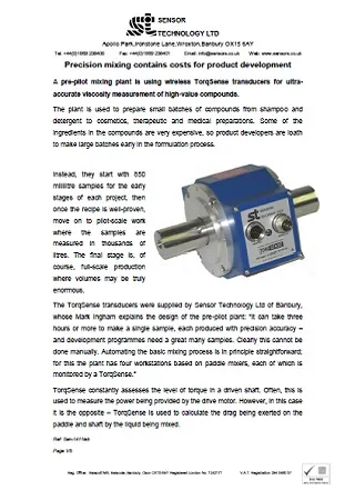 Precision mixing contains costs for product development