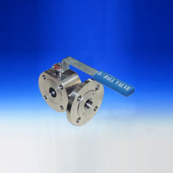 Three-way ball valve "wafer" type with 3 or 4 seats reduced bore
