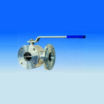 Three-way ball valve "wafer" type with two seats reduced bore