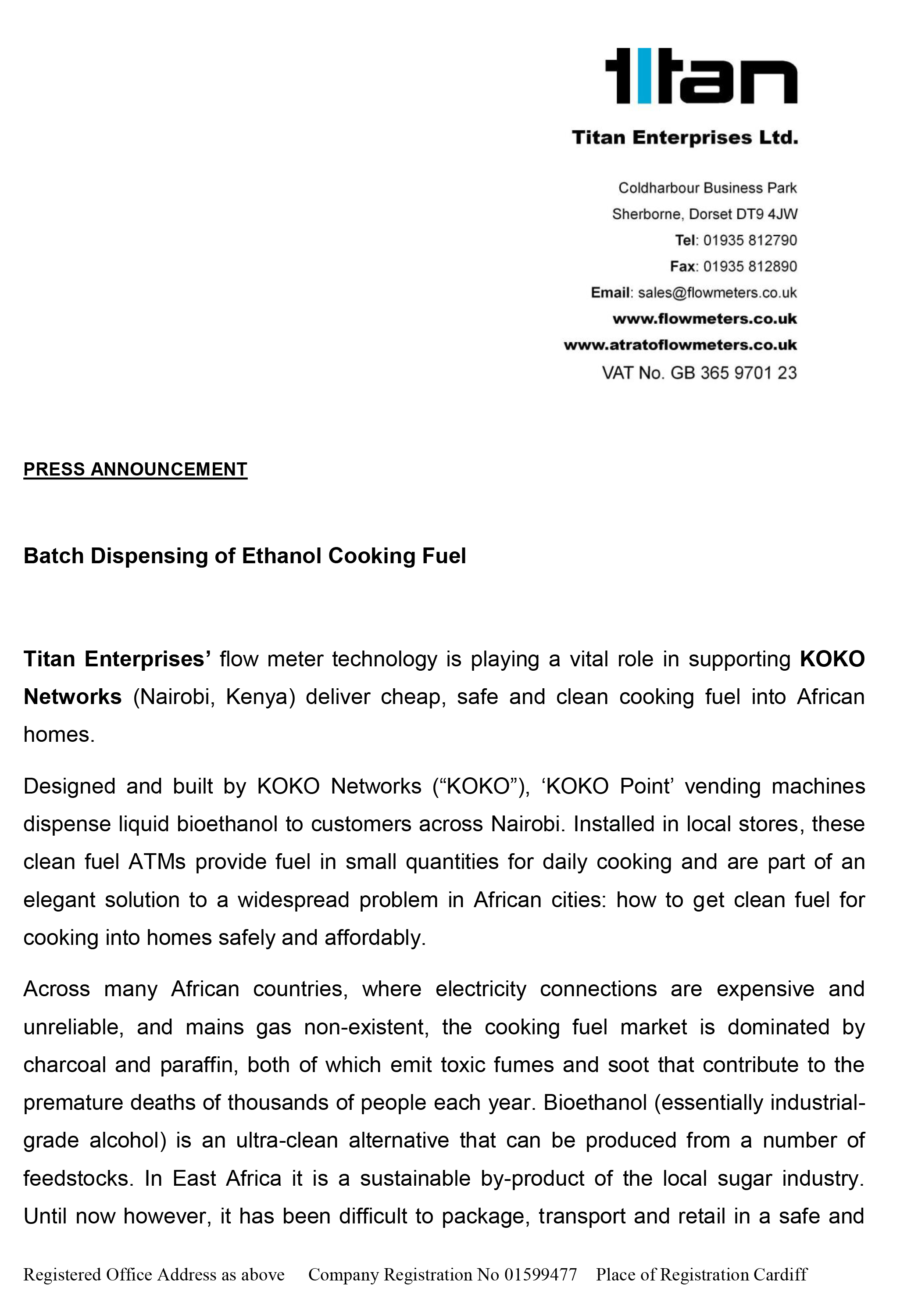 Batch Dispensing of Ethanol Cooking Fuel