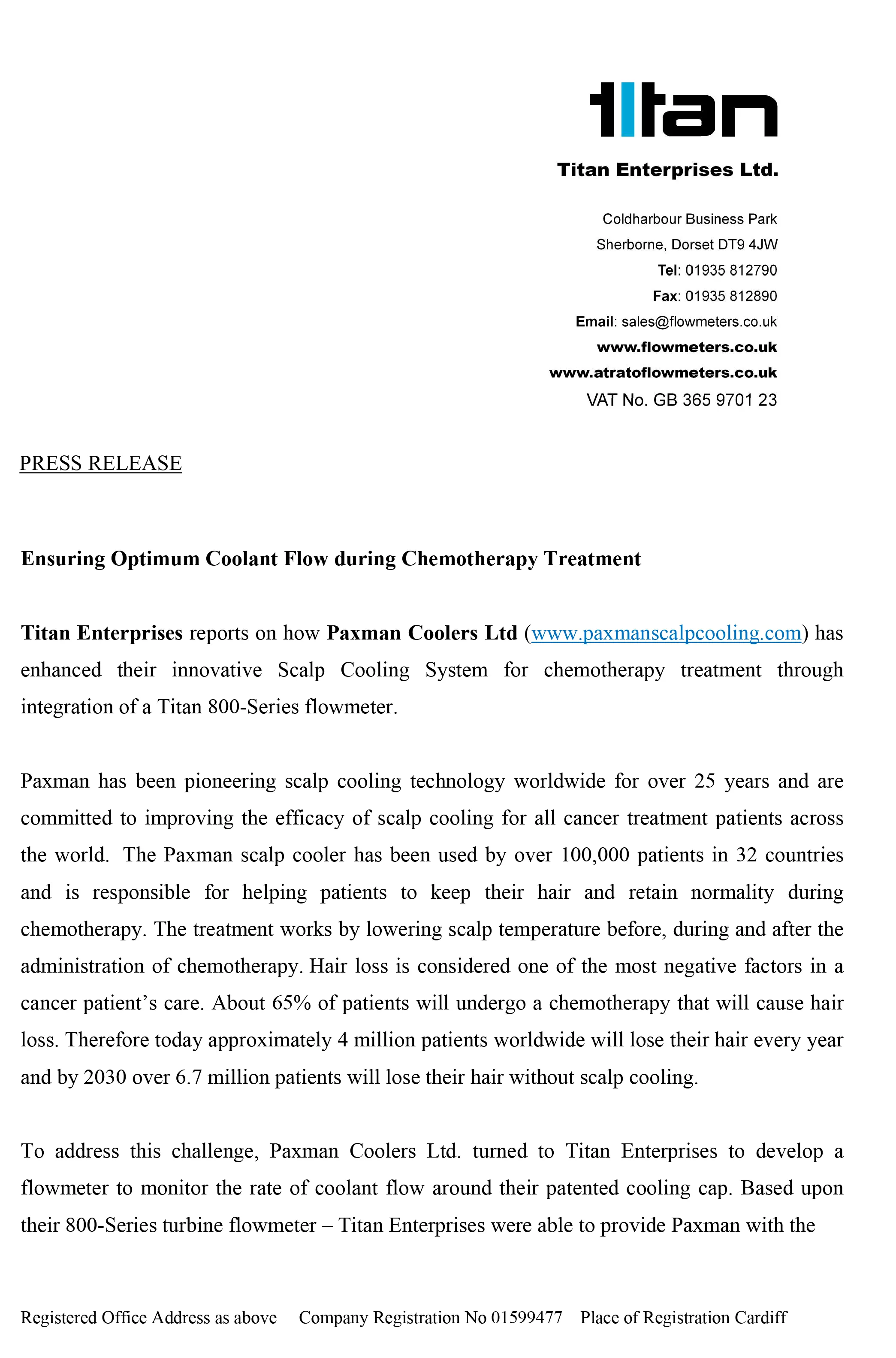 Ensuring Optimum Coolant Flow during Chemotherapy Treatment