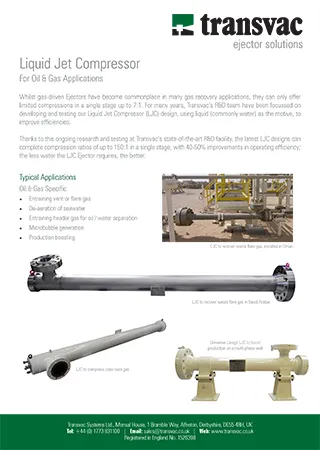 Liquid Jet Compressors for Oil & Gas
