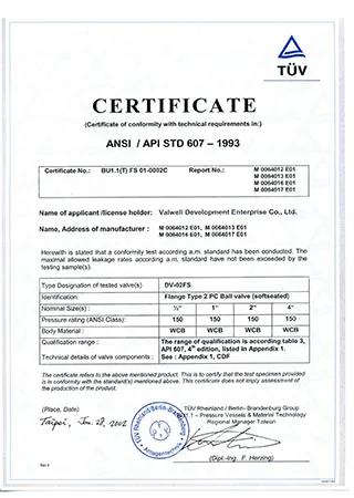 API 607 fire safe approved 2PC-1