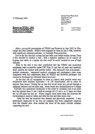 Report on WEDA 2002 Trial at Ockeridge No2 Main clean Cowleigh