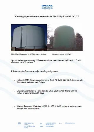 Cleaning of potable water reservoirs in The US by Extech LLC, CT