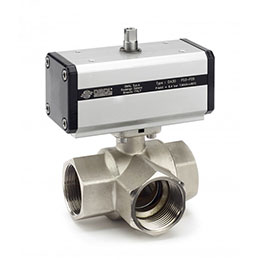 double acting pneumatically actuated 3 way l‐port ball valve